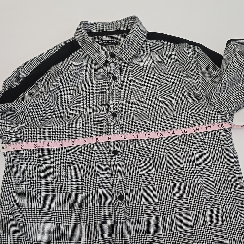Brave Soul London Prince of Wales Men's Checkered Shirt Black Size Small - Picture 13 of 14
